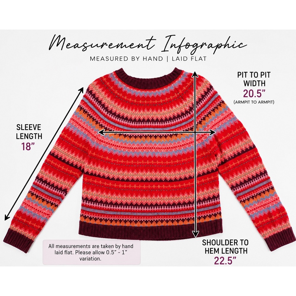 American Eagle Fair Isle Sweater Women Large Red Nordic Après Ski Heritage Knit - Picture 5 of 13